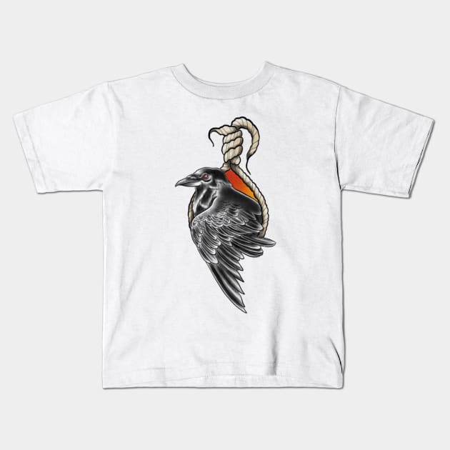 Red-eyed raven Kids T-Shirt by OktInk